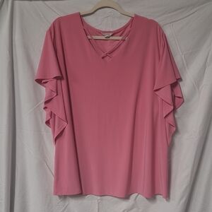 Cato Pink Ruffle Sleeve Blouse